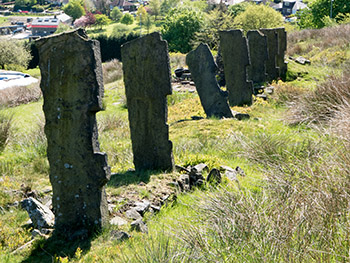 Rare stone tenter posts with slots for tenterhook beams still standing in Yorkshire